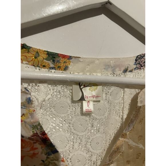 Fig & Flower Anthropologie Top Sleeveless Swiss Dot Lace Chiffon Mixed Media L - Picture 3 of 5